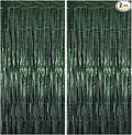 Dark Green Matte Foil Fringe Curtain Backdrop Party Decorations | 2 PCS 6.6×3.3 by Unknown
