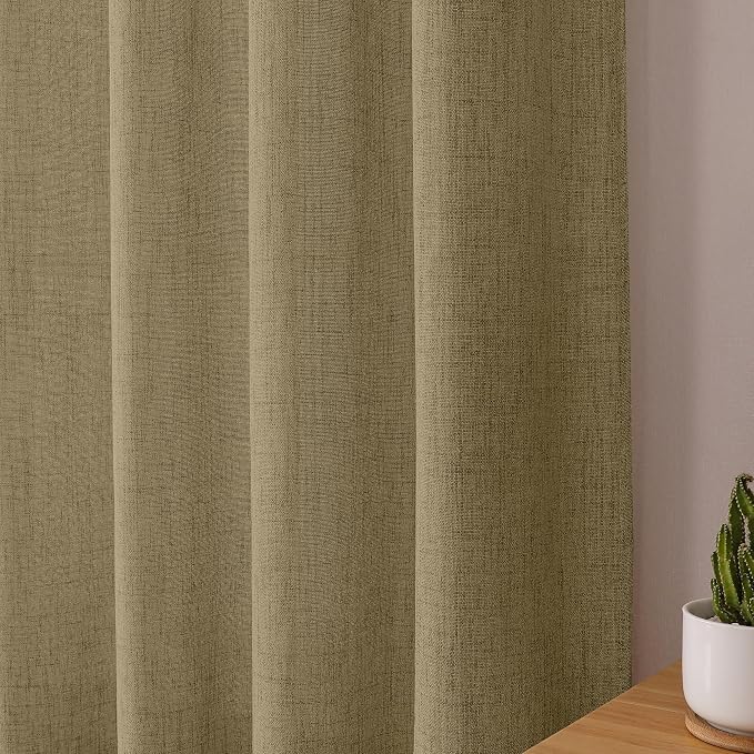 Tollpiz Linen Tier Curtains Rod Pocket Semi Sheer Short Kitchen Curtain Half - Image 8