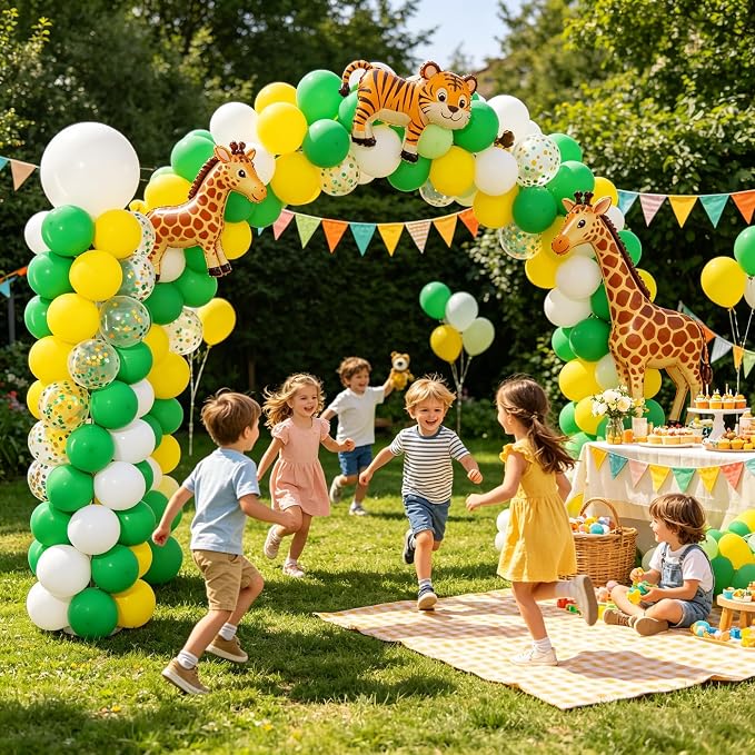 Green Yellow Balloon Column Stand Kit of 2 | 102Pcs Green Yellow White Balloons - Image 5