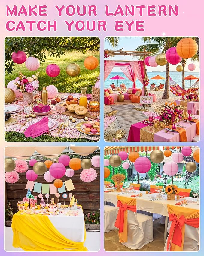 Treela 48 Pcs Paper Lanterns Party Decorations Chinese Lanterns Round Paper - Image 6