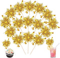 30 PCS Foil Firework Cupcake Toppers Star Cupcake Picks Sparkle Tinsel Flower by ZHUOWEISM