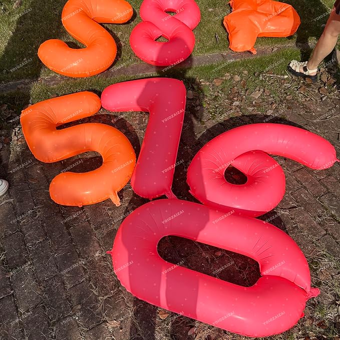 Orange Birthday Number 34 Balloon 40IN Fluorescent Orange 43 Balloon | - Image 6
