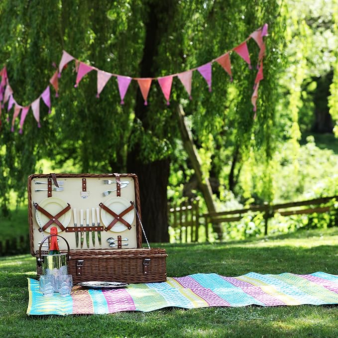 Talking Tables Pink Fabric Bunting - 10ft | Triangle Flag Pennant Garland - Image 3