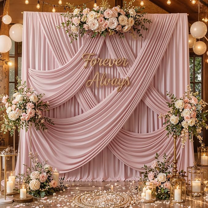 10ft x 15ft Dusty Pink Backdrop Curtains - Image 8
