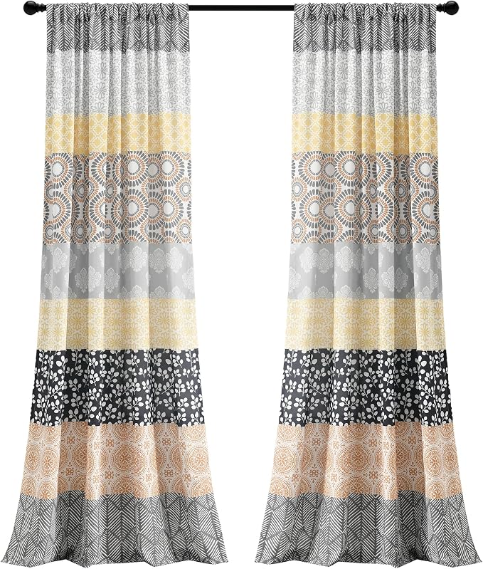 Lush Decor Bohemian Stripe Window Curtain Panels, Pair 52" W x 84" L Yellow & - Image 6