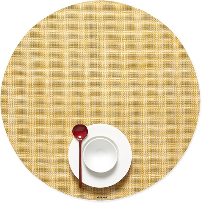 Chilewich Mini Basketweave Placemats, Round Woven Placemats Set of 4 | Reusable by Chilewich
