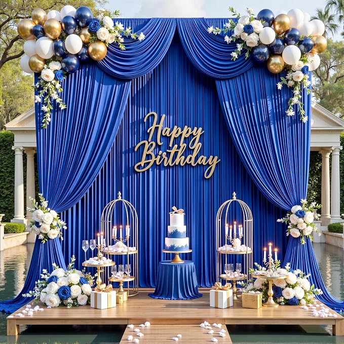 20×14 ft Royal Blue Wrinkle Free Backdrop Curtain, Soft Silky Polyester Wedding - Image 7