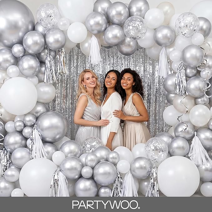PartyWoo Silver Balloons 99pcs Different Sizes of 36 18 12 10 5 Inch | Balloons - Image 5
