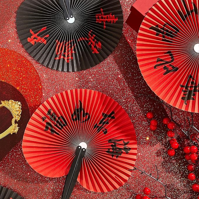 Jetec 10 Pcs Chinese Folding Hand Fans, Oriental Japanese Paper Handheld Fans - Image 3