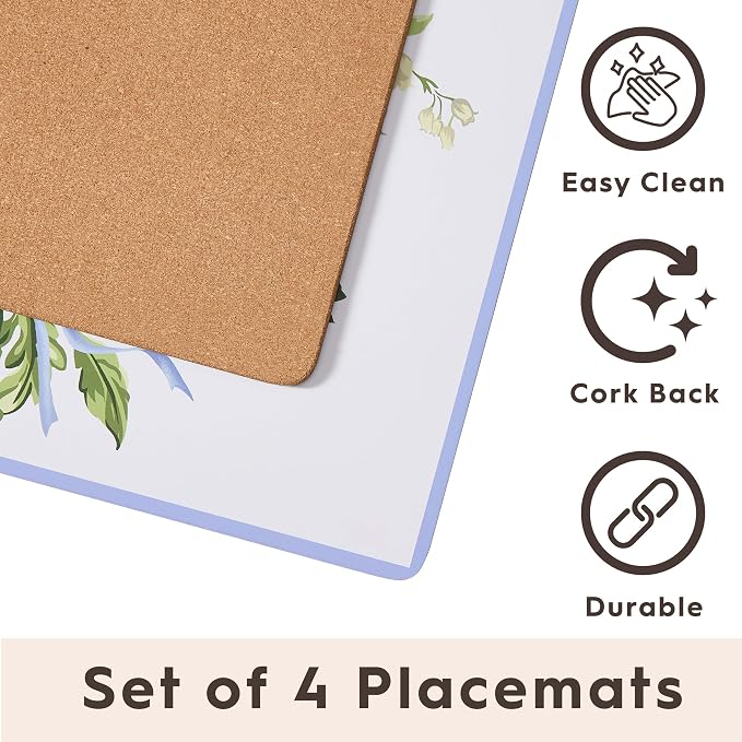 Laura Ashley Cork Placemats, 16 x 12-inch, Lily of the Valley | Ideal - Image 3