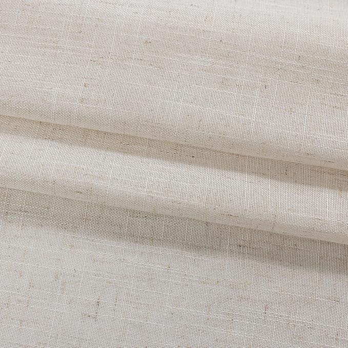 Natural Linen Curtains with Ruffled Edges Farmhouse 58 x 108 Inch 2 Panels | - Image 8