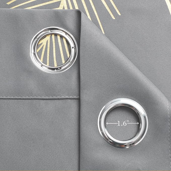 Grey Blackout Curtains 63 inch Length 2 Panels, Sunlight Blocking Palm Leaf and - Image 8