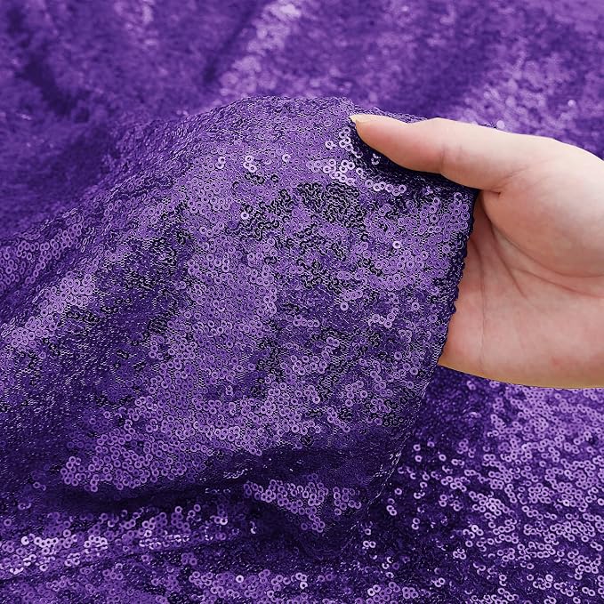 Sugargirl Purple Sequin Backdrop Curtain 2 Panels 2FTx8FT Glitter Purple - Image 5