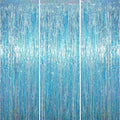 Voircoloria Light Blue Foil Fringe Backdrop Curtains, Birthday Party Decorations by Voircoloria