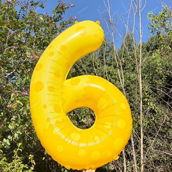 40in Yellow Polka Dot Number 6 Helium Foil Polyester Film Balloon Digital 6 | - Image 6