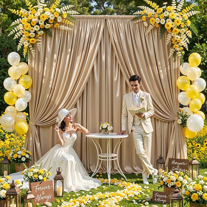 30x10ft Champagne Gold Glitter Backdrop Curtain - Image 8