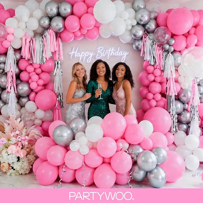 PartyWoo Pink Balloons 140pcs Matte Pink Color 18 12 10 5 Inch | 18 12 10 5 Inch - Image 5
