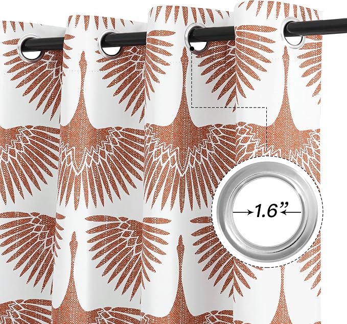 KGORGE Blackout Curtains Bird Pattern Mecca Red 52" x 72" 2 Panels | Privacy - Image 4