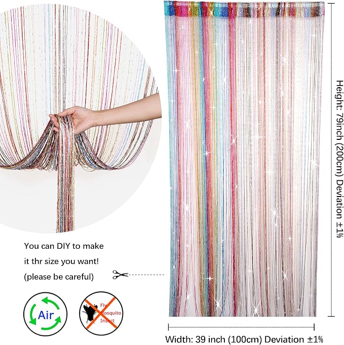 Hysenm 2 Pack 39 x 79 Inch Beaded Curtain String Door Curtains, Hippie Room - Image 3