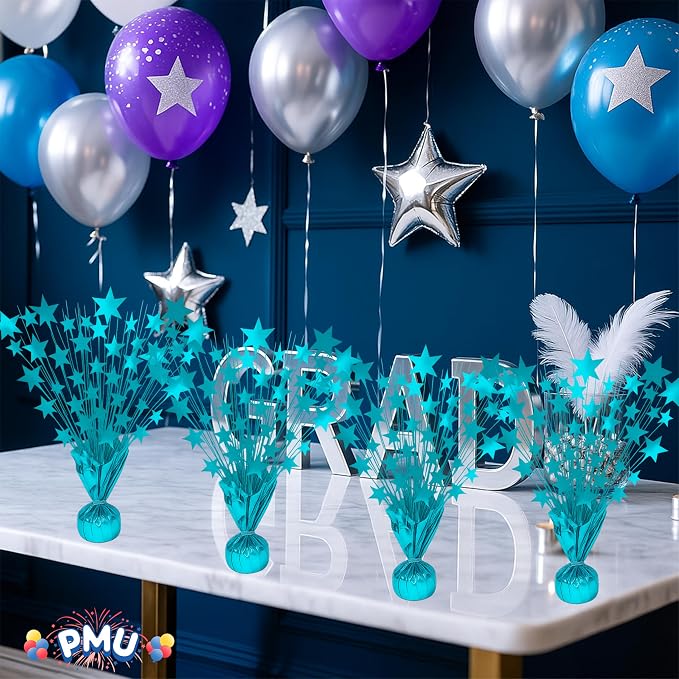 PMU 3 Pack Bursting Star Metallic Foil Spray Centerpiece-Baby Blue Prismatic - Image 6