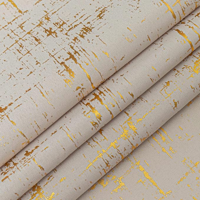 Taisier Home Gold Foil Print Linen Textured Curtains Geometric Dots Pattern - Image 5