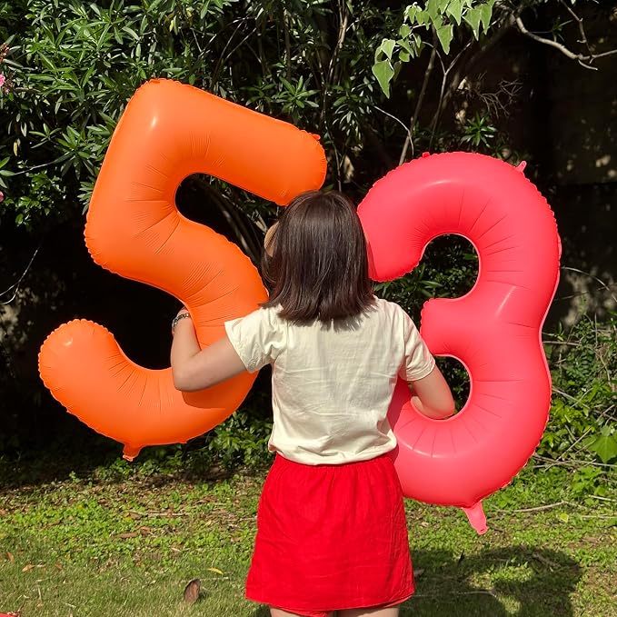 Orange Birthday Number 8 Balloon 40 inch Fluorescent Orange Number 8 | Helium - Image 5