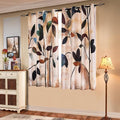 SUBRTEX Boho Leaf Printed Curtains 63 inch Long 2 Panels, Room Darkening by Subrtex