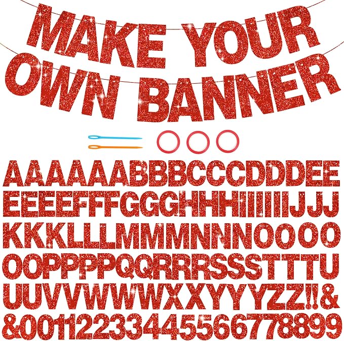 BEISHIDA Glitter Red 116 PCS A-Z DIY Letter Custom Banner Party Decor | 111 by Beishida