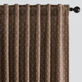 MIULEE Patterned Farmhouse Linen Curtains, Back Tab, Dark Coffee | Linen by MIULEE