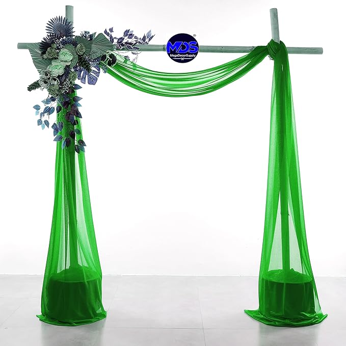 MDS Halloween Chiffon Draping Fabric - 1 Panel, 30" Wide x 75ft Long - Sheer Spooky Arbor & Canopy Drapery for Haunted House Backdrops, Party Ceilings, DIY Costumes & Themed Events - Green