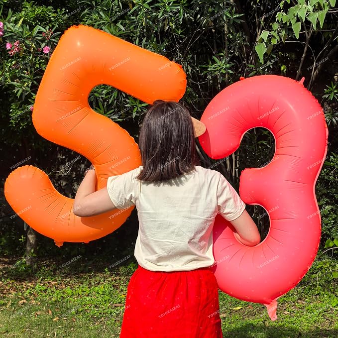 40 IN Fluorescent Red Number 3 Balloon Neon Red digital 3 Foil Balloon | - Image 5