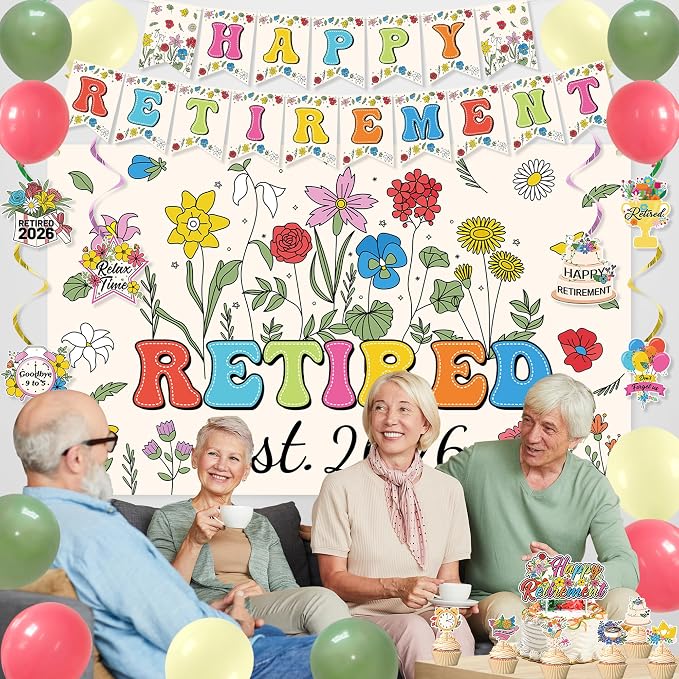 Roetyce Flower Retirement Party Decorations, Legend Has Retired Photo Backdrop - Image 3