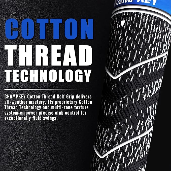 CHAMPKEY Half Cord Golf Grips 13 Pack with Golf Grip Kit - All Weather Performance Golf Club Grips - High Traction and Feedback Golf Grips for Men