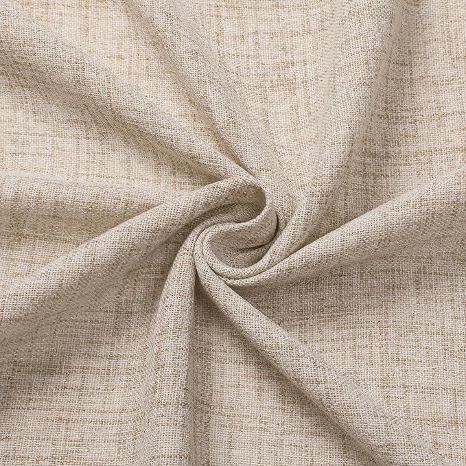 Tollpiz Linen Curtain Bedroom Rod Pocket Semi Sheer Curtains Burlap Light - Image 9