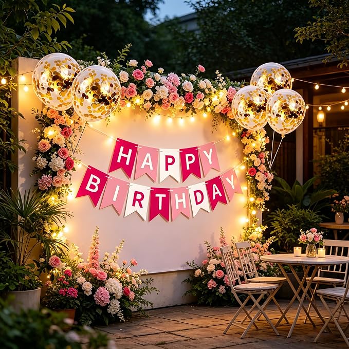 Happy Birthday Banner Sign Bunting Hanging Decorations - Image 5