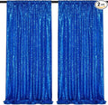 Navy Blue Sequin Backdrop Curtains, 2 Panels 4FTx8FT Blue Curtain Backdrop by SoarDream