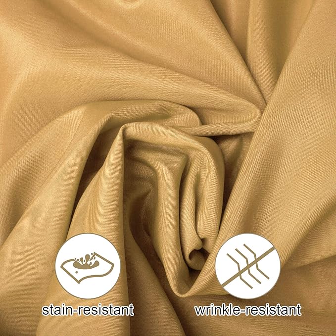 Ascoza 2pack 120 Inch Gold Round Tablecloth in Washable Polyester Fabric for Wedding/Banquet/Restaurant/Parties