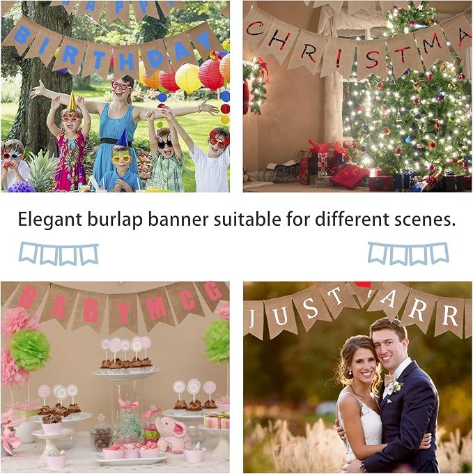 LaRibbons Burlap Banner, 5x7.5 | Burlap Banner DIY Party Decor - Image 4