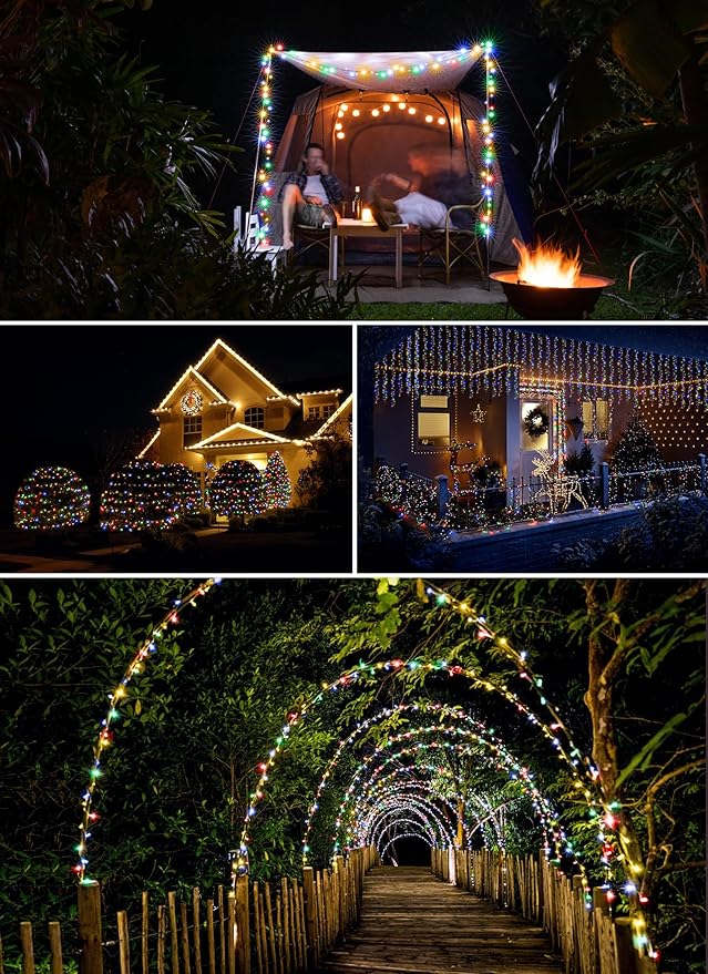 Outdoor Fairy Lights Battery Operated, Twinkle String Lights with Remote, 5 Feet 60 LEDs Firecracker Starry Lights for DIY Wreath Wedding Party Bedroom Mason Jar Holiday Christmas, Multicolor