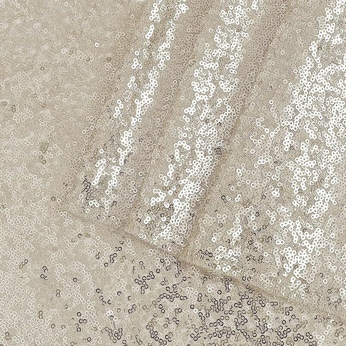 OQSQ Champagne Rectangle Sequin Tablecloth - 60x102 inch, Glitter Drape Table Cloth, Sparkle Sequence Table Overlays for Wedding Birthday Party Baby Bridal Shower