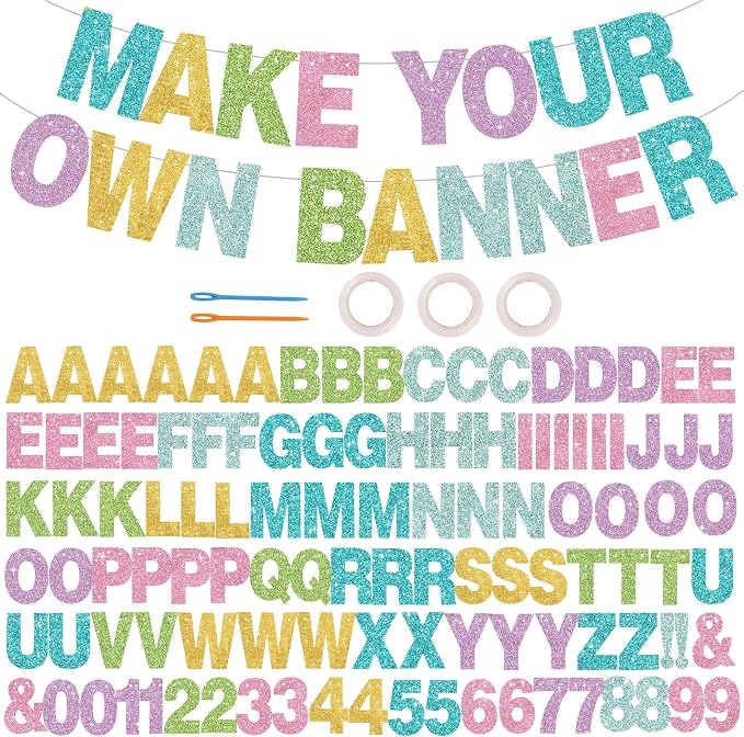 BEISHIDA Glitter Macaron 116 PCS A-Z DIY Letter Custom Banner Party Decor | 111 by Beishida