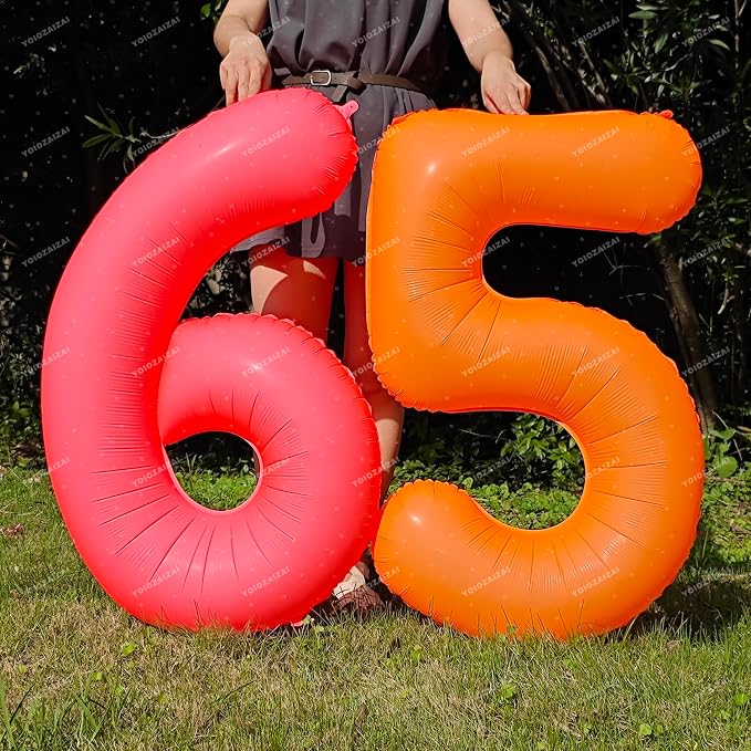 40 IN Orange Birthday Number 9 Balloon Fluorescent Orange Foil Balloon | - Image 5