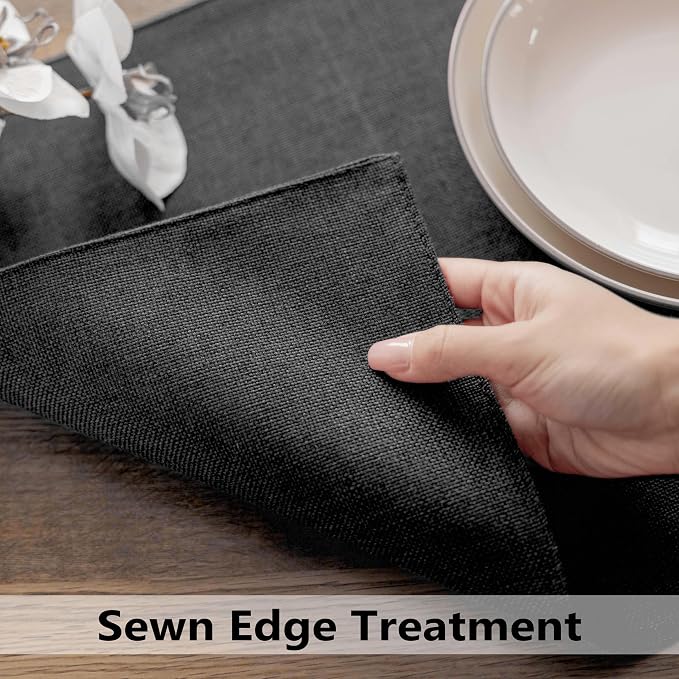 Demetex Cloth Placemats Set of 6 Black Stain Resistant Place Mats Oil Proof - Image 3
