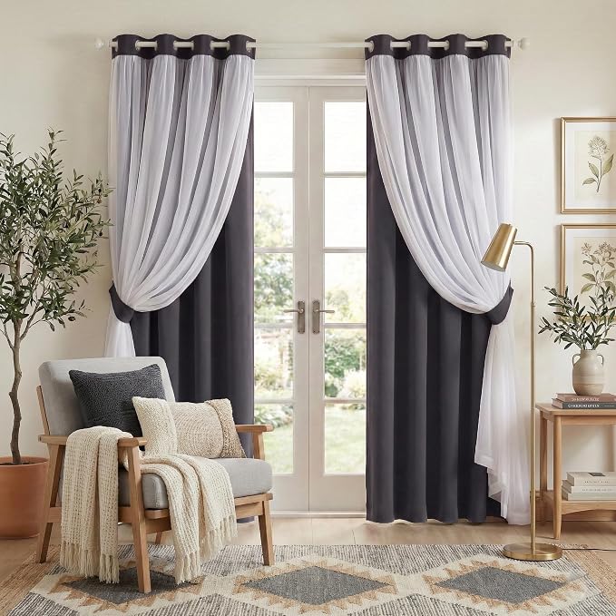 PONY DANCE Double Layer Curtains, 52 by 84 inches by PONYDANCE