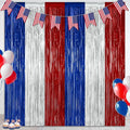 ZATAYE 2 Pack Blue Silver Red Foil Curtain Streamer Decorations | Blue Silver by ZATAYE