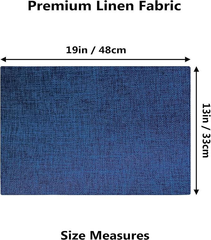 Demetex Cloth Table Placemats Heat Resistant Linen Place Mats Set of 4 Navy - Image 2