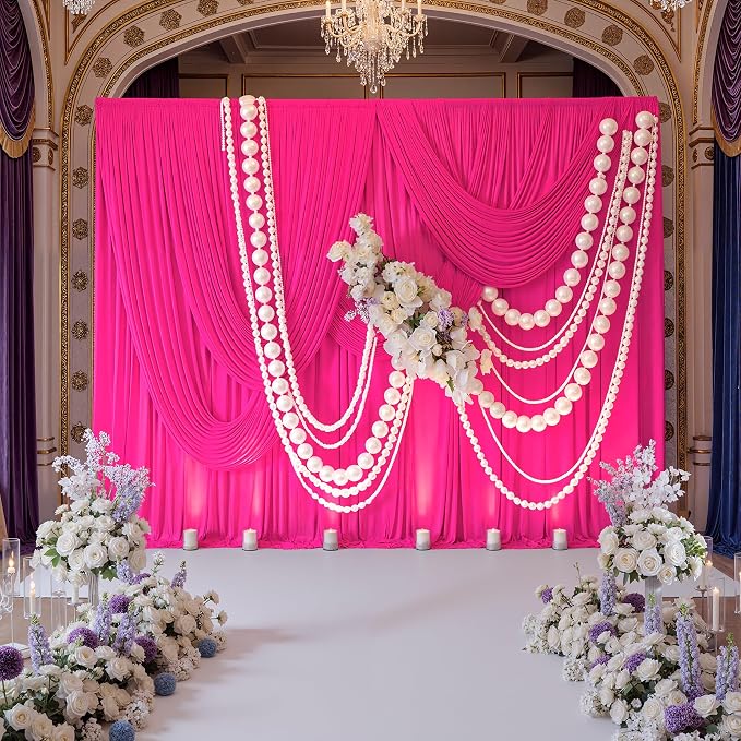 40ftx10ft Wrinkle Free Fuchsia Backdrop Curtains - Image 3