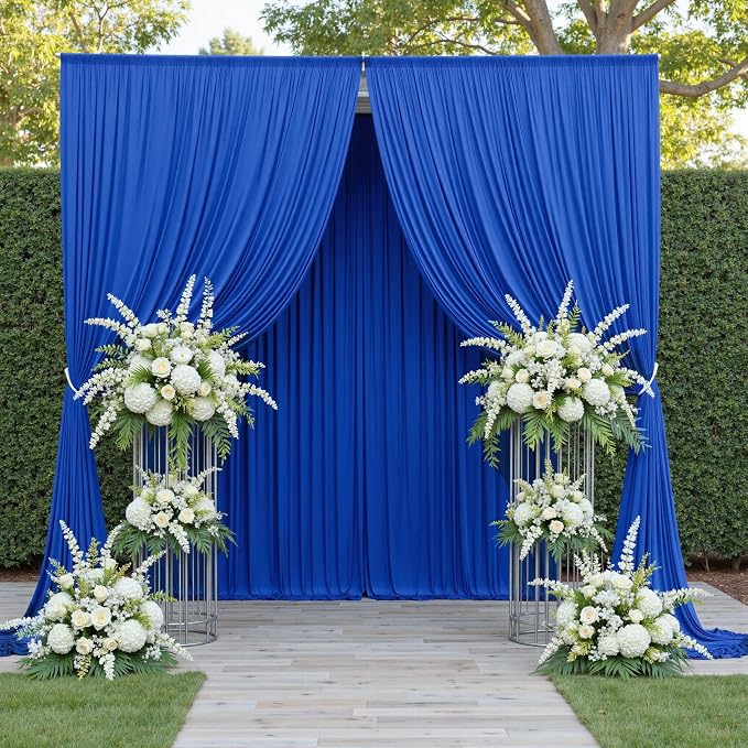 50ft x 12ft Wrinkle Free Royal Blue Backdrop Curtains - Image 8