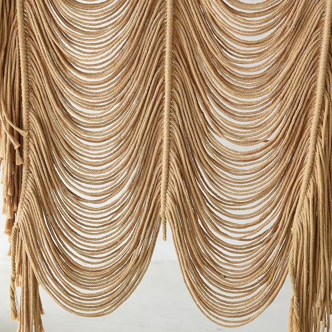 Macrame Curtain Handmade Khaki Boho Doorway window Curtain Room 41"W*75"L | - Image 7
