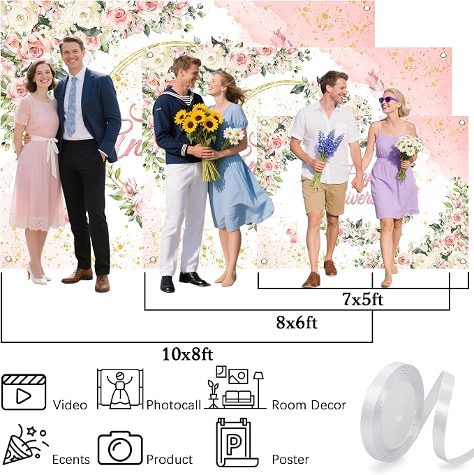 12x10 ft Floral Anniversary Backdrop Banner - Image 6